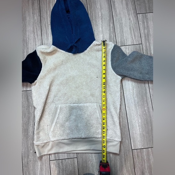 Mens American Eagle Fleece Pullover Hoodie Oatmeal/Gray/Blue Size Small - Picture 4 of 5